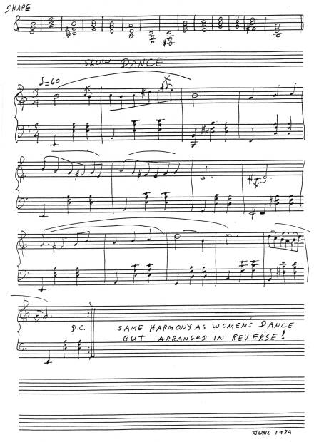 Manuscript for exercise, p.123, in 'A Study of Piano Improvisation.'